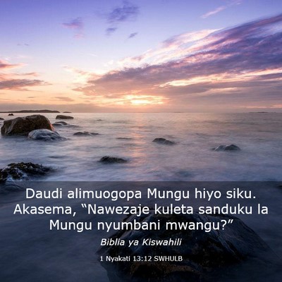Picture 03 - 1 Nyakati 13:12 SWHULB - Daudi alimuogopa Mungu hiyo siku. Akasema, - Bible Verse Picture