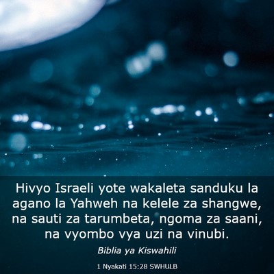 Picture 03 - 1 Nyakati 15:28 SWHULB - Hivyo Israeli yote wakaleta sanduku la agano la - Bible Verse Picture