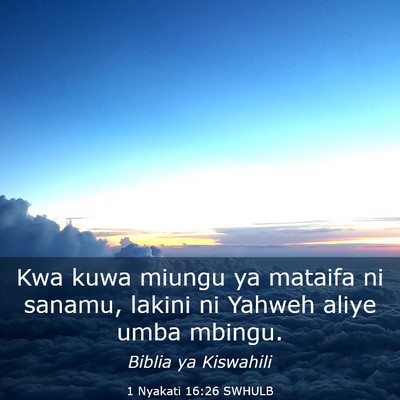 Picture 03 - 1 Nyakati 16:26 SWHULB - Kwa kuwa miungu ya mataifa ni sanamu, lakini ni - Bible Verse Picture