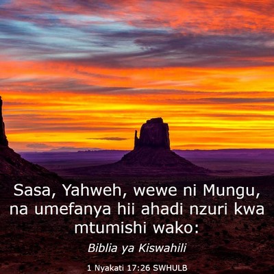 Picture 03 - 1 Nyakati 17:26 SWHULB - Sasa, Yahweh, wewe ni Mungu, na umefanya hii - Bible Verse Picture