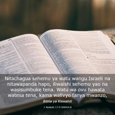 Picture 03 - 1 Nyakati 17:9 SWHULB - Nitachagua sehemu ya watu wangu Israeli na - Bible Verse Picture