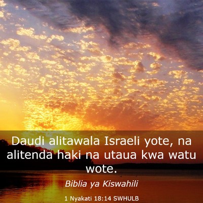Picture 03 - 1 Nyakati 18:14 SWHULB - Daudi alitawala Israeli yote, na alitenda haki na - Bible Verse Picture