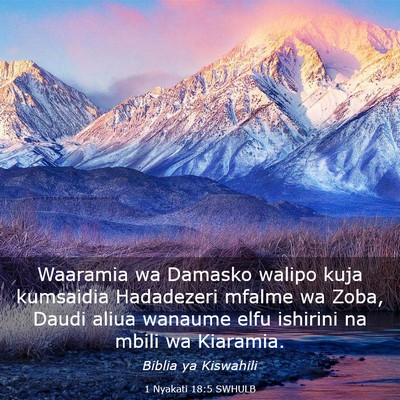 Picture 03 - 1 Nyakati 18:5 SWHULB - Waaramia wa Damasko walipo kuja kumsaidia - Bible Verse Picture