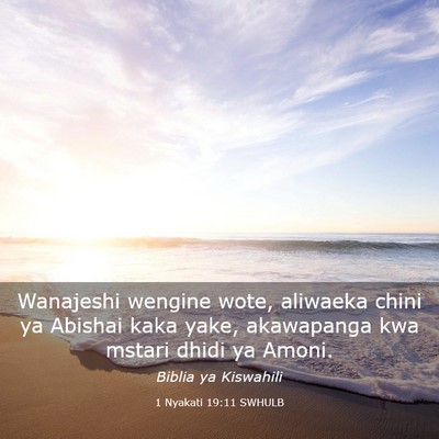 Picture 03 - 1 Nyakati 19:11 SWHULB - Wanajeshi wengine wote, aliwaeka chini ya Abishai - Bible Verse Picture