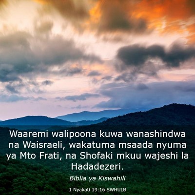Picture 03 - 1 Nyakati 19:16 SWHULB - Waaremi walipoona kuwa wanashindwa na Waisraeli, - Bible Verse Picture