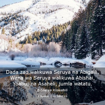 Picture 03 - 1 Nyakati 2:16 SWHULB - Dada zao walikuwa Seruya na Abigaili. Wana wa - Bible Verse Picture