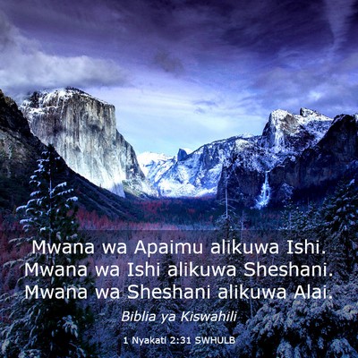 Picture 03 - 1 Nyakati 2:31 SWHULB - Mwana wa Apaimu alikuwa Ishi. Mwana wa Ishi - Bible Verse Picture