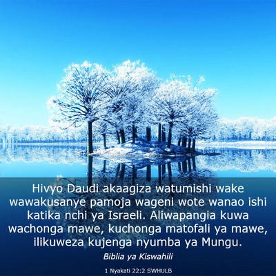 Picture 03 - 1 Nyakati 22:2 SWHULB - Hivyo Daudi akaagiza watumishi wake wawakusanye - Bible Verse Picture