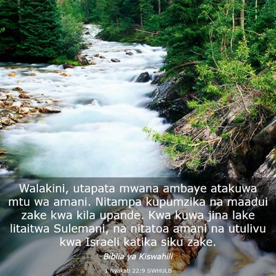 Picture 03 - 1 Nyakati 22:9 SWHULB - Walakini, utapata mwana ambaye atakuwa mtu wa - Bible Verse Picture