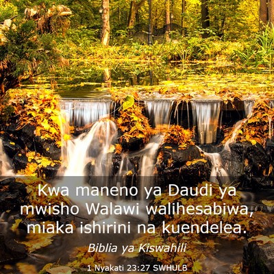 Picture 03 - 1 Nyakati 23:27 SWHULB - Kwa maneno ya Daudi ya mwisho Walawi - Bible Verse Picture