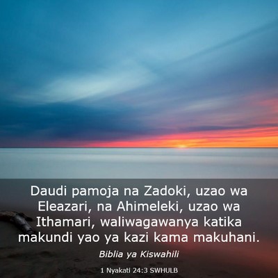 Picture 03 - 1 Nyakati 24:3 SWHULB - Daudi pamoja na Zadoki, uzao wa Eleazari, na - Bible Verse Picture