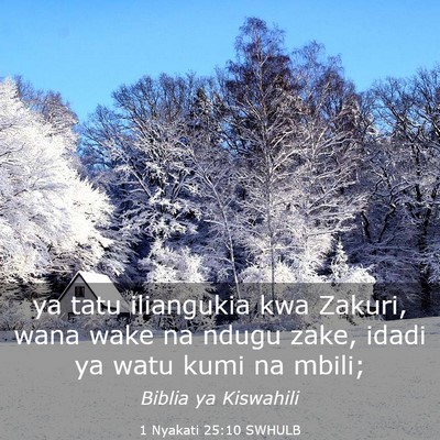 Picture 03 - 1 Nyakati 25:10 SWHULB - ya tatu iliangukia kwa Zakuri, wana wake na ndugu - Bible Verse Picture