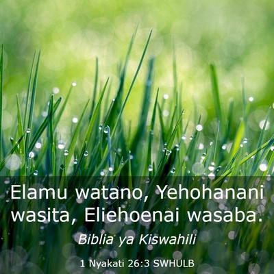 Picture 03 - 1 Nyakati 26:3 SWHULB - Elamu watano, Yehohanani wasita, Eliehoenai - Bible Verse Picture