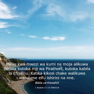 Picture 03 - 1 Nyakati 27:14 SWHULB - Mkuu kwa mwezi wa kumi na moja alikuwa Benaia - Bible Verse Picture