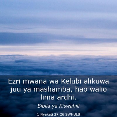 Picture 03 - 1 Nyakati 27:26 SWHULB - Ezri mwana wa Kelubi alikuwa juu ya mashamba, hao - Bible Verse Picture
