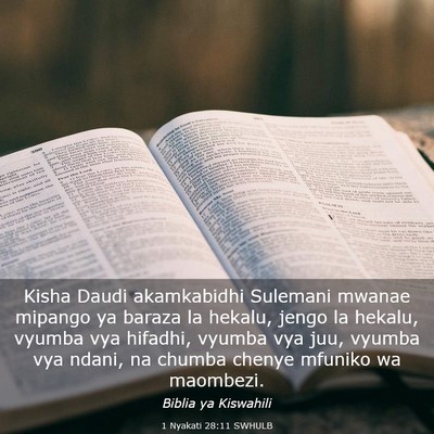 Picture 03 - 1 Nyakati 28:11 SWHULB - Kisha Daudi akamkabidhi Sulemani mwanae mipango - Bible Verse Picture