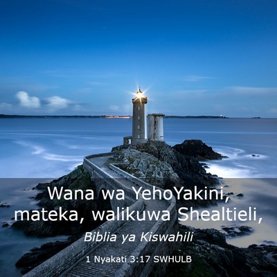 Picture 03 - 1 Nyakati 3:17 SWHULB - Wana wa YehoYakini, mateka, walikuwa - Bible Verse Picture