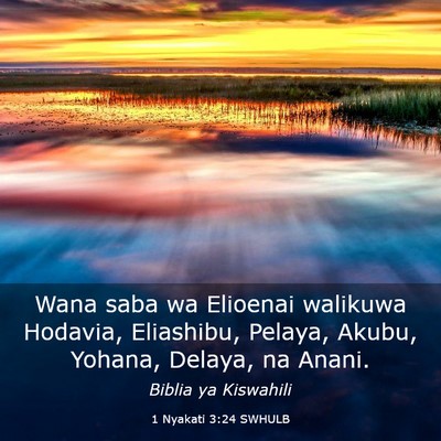 Picture 03 - 1 Nyakati 3:24 SWHULB - Wana saba wa Elioenai walikuwa Hodavia, - Bible Verse Picture