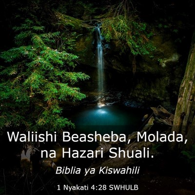 Picture 03 - 1 Nyakati 4:28 SWHULB - Waliishi Beasheba, Molada, na Hazari - Bible Verse Picture