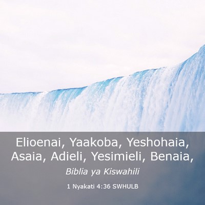 Picture 03 - 1 Nyakati 4:36 SWHULB - Elioenai, Yaakoba, Yeshohaia, Asaia, Adieli, - Bible Verse Picture