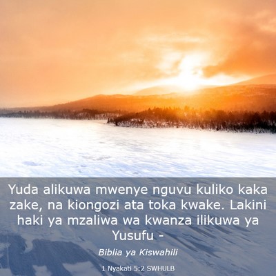 Picture 03 - 1 Nyakati 5:2 SWHULB - Yuda alikuwa mwenye nguvu kuliko kaka zake, na - Bible Verse Picture