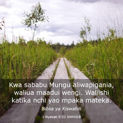 Picture 03 - 1 Nyakati 5:22 SWHULB - Kwa sababu Mungu aliwapigania, waliua maadui - Bible Verse Picture