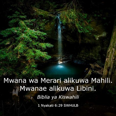 Picture 03 - 1 Nyakati 6:29 SWHULB - Mwana wa Merari alikuwa Mahili. Mwanae alikuwa - Bible Verse Picture