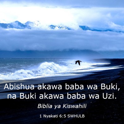 Picture 03 - 1 Nyakati 6:5 SWHULB - Abishua akawa baba wa Buki, na Buki akawa baba wa - Bible Verse Picture