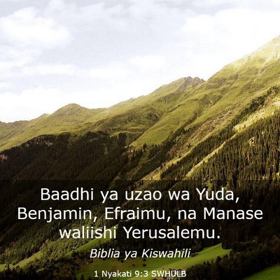 Picture 03 - 1 Nyakati 9:3 SWHULB - Baadhi ya uzao wa Yuda, Benjamin, Efraimu, na - Bible Verse Picture