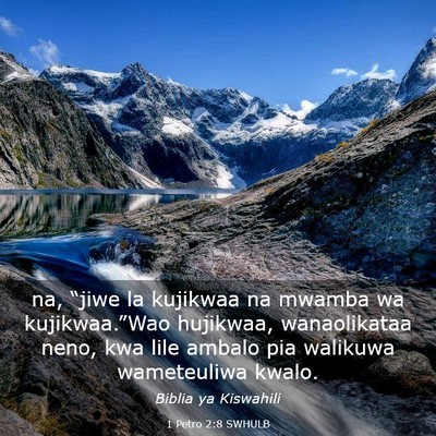 Picture 03 - 1 Petro 2:8 SWHULB - na, “jiwe la kujikwaa na mwamba wa - Bible Verse Picture