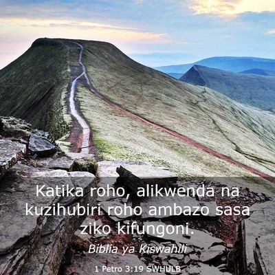 Picture 03 - 1 Petro 3:19 SWHULB - Katika roho, alikwenda na kuzihubiri roho ambazo - Bible Verse Picture