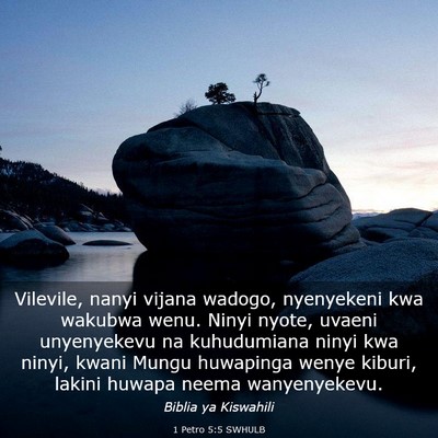 Picture 03 - 1 Petro 5:5 SWHULB - Vilevile, nanyi vijana wadogo, nyenyekeni kwa - Bible Verse Picture