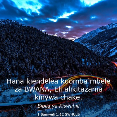 Picture 03 - 1 Samweli 1:12 SWHULB - Hana kiendelea kuomba mbele za BWANA, Eli - Bible Verse Picture