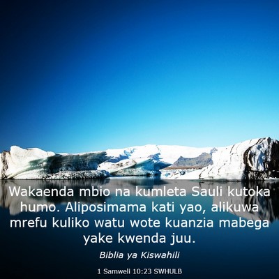 Picture 03 - 1 Samweli 10:23 SWHULB - Wakaenda mbio na kumleta Sauli kutoka humo. - Bible Verse Picture