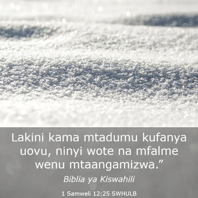 Picture 03 - 1 Samweli 12:25 SWHULB - Lakini kama mtadumu kufanya uovu, ninyi wote na - Bible Verse Picture
