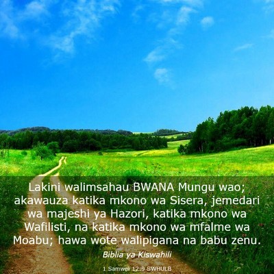 Picture 03 - 1 Samweli 12:9 SWHULB - Lakini walimsahau BWANA Mungu wao; akawauza - Bible Verse Picture