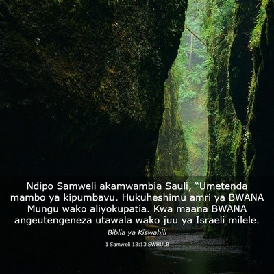 Picture 03 - 1 Samweli 13:13 SWHULB - Ndipo Samweli akamwambia Sauli, “Umetenda mambo - Bible Verse Picture