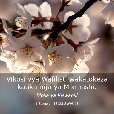 Picture 03 - 1 Samweli 13:23 SWHULB - Vikosi vya Wafilisti wakatokeza katika nija ya - Bible Verse Picture