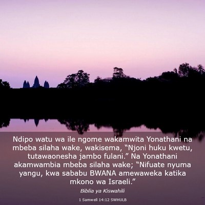 Picture 03 - 1 Samweli 14:12 SWHULB - Ndipo watu wa ile ngome wakamwita Yonathani na - Bible Verse Picture