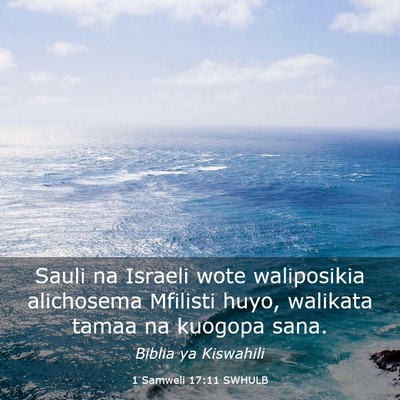 Picture 03 - 1 Samweli 17:11 SWHULB - Sauli na Israeli wote waliposikia alichosema - Bible Verse Picture