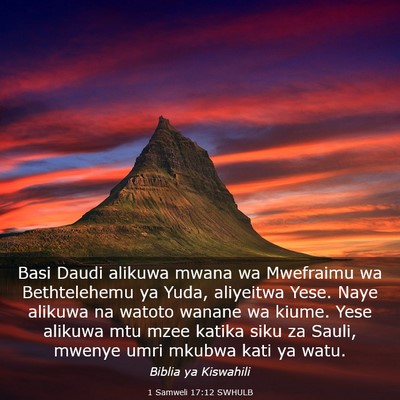 Picture 03 - 1 Samweli 17:12 SWHULB - Basi Daudi alikuwa mwana wa Mwefraimu wa - Bible Verse Picture