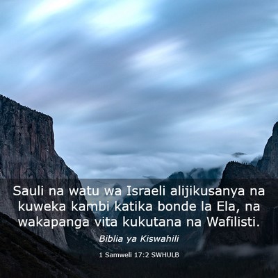 Picture 03 - 1 Samweli 17:2 SWHULB - Sauli na watu wa Israeli alijikusanya na kuweka - Bible Verse Picture