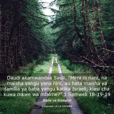 Picture 03 - 1 Samweli 18:18 SWHULB - Daudi akamwambia Sauli, “Mimi ni nani, na - Bible Verse Picture
