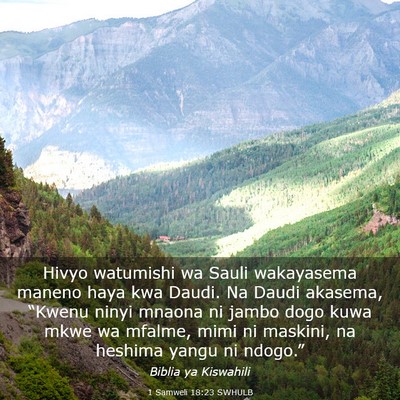 Picture 03 - 1 Samweli 18:23 SWHULB - Hivyo watumishi wa Sauli wakayasema maneno haya - Bible Verse Picture