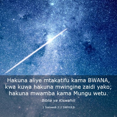 Picture 03 - 1 Samweli 2:2 SWHULB - Hakuna aliye mtakatifu kama BWANA, kwa kuwa - Bible Verse Picture