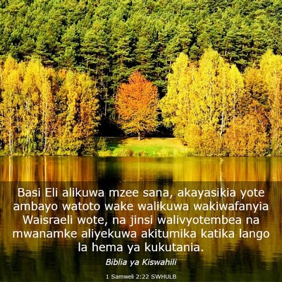 Picture 03 - 1 Samweli 2:22 SWHULB - Basi Eli alikuwa mzee sana, akayasikia yote - Bible Verse Picture