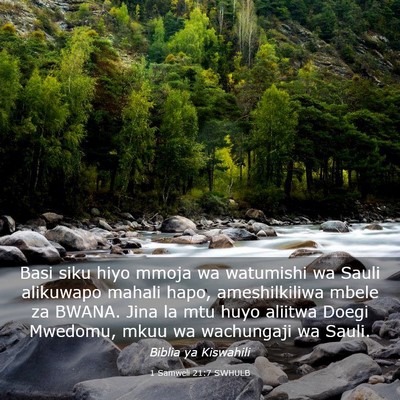 Picture 03 - 1 Samweli 21:7 SWHULB - Basi siku hiyo mmoja wa watumishi wa Sauli - Bible Verse Picture