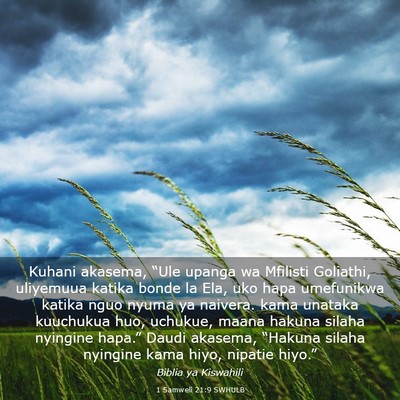 Picture 03 - 1 Samweli 21:9 SWHULB - Kuhani akasema, “Ule upanga wa Mfilisti - Bible Verse Picture
