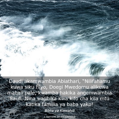 Picture 03 - 1 Samweli 22:22 SWHULB - Daudi akamwambia Abiathari, “Nilifahamu kuwa - Bible Verse Picture