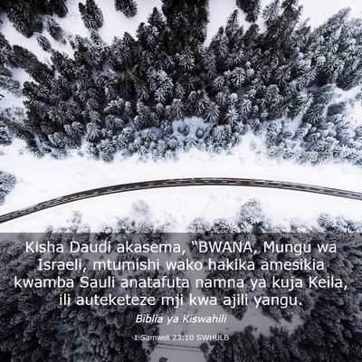 Picture 03 - 1 Samweli 23:10 SWHULB - Kisha Daudi akasema, “BWANA, Mungu wa Israeli, - Bible Verse Picture
